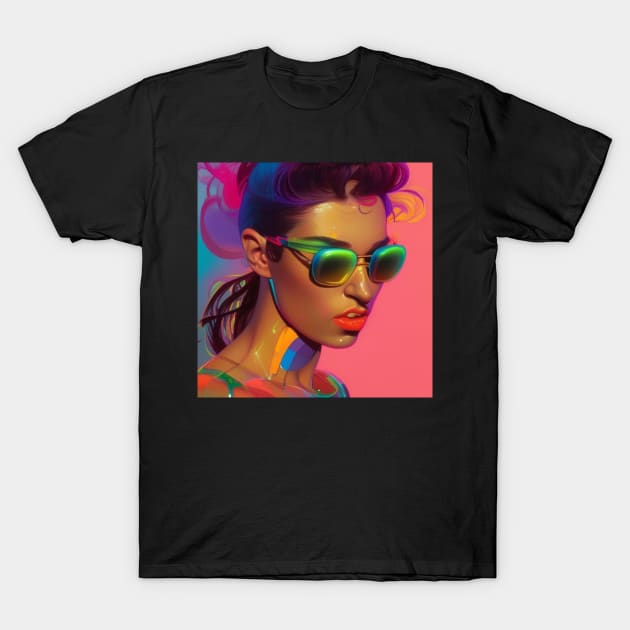 80's and Retro Girl With Sunglasses T-Shirt by DM